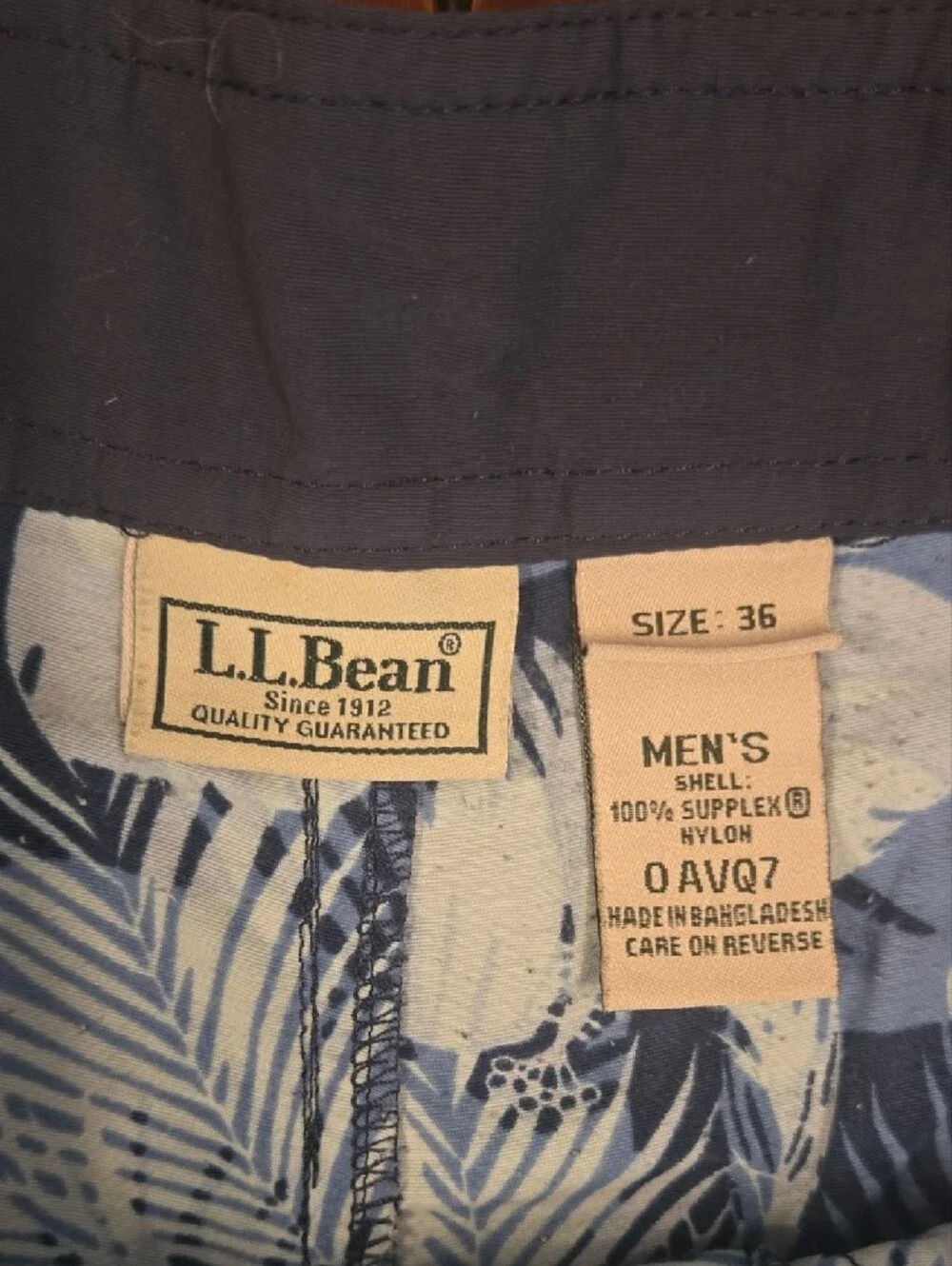 L.L. Bean Men's Navy and Light Blue Floral Swim Board Shorts